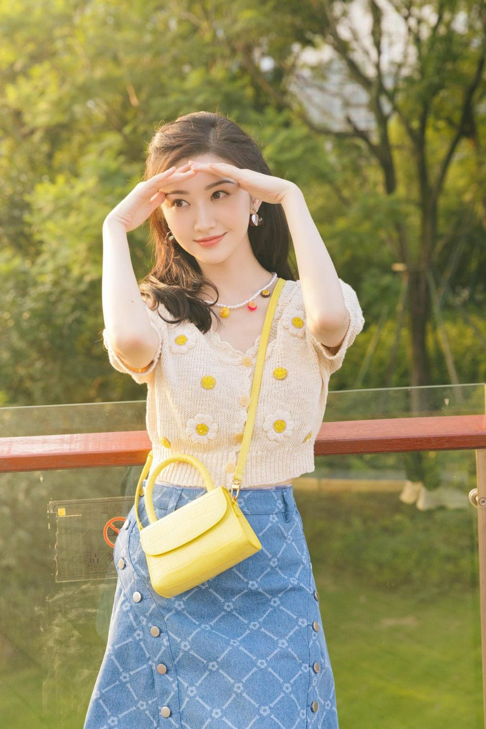 景甜夏日郊游清新甜美写真美照