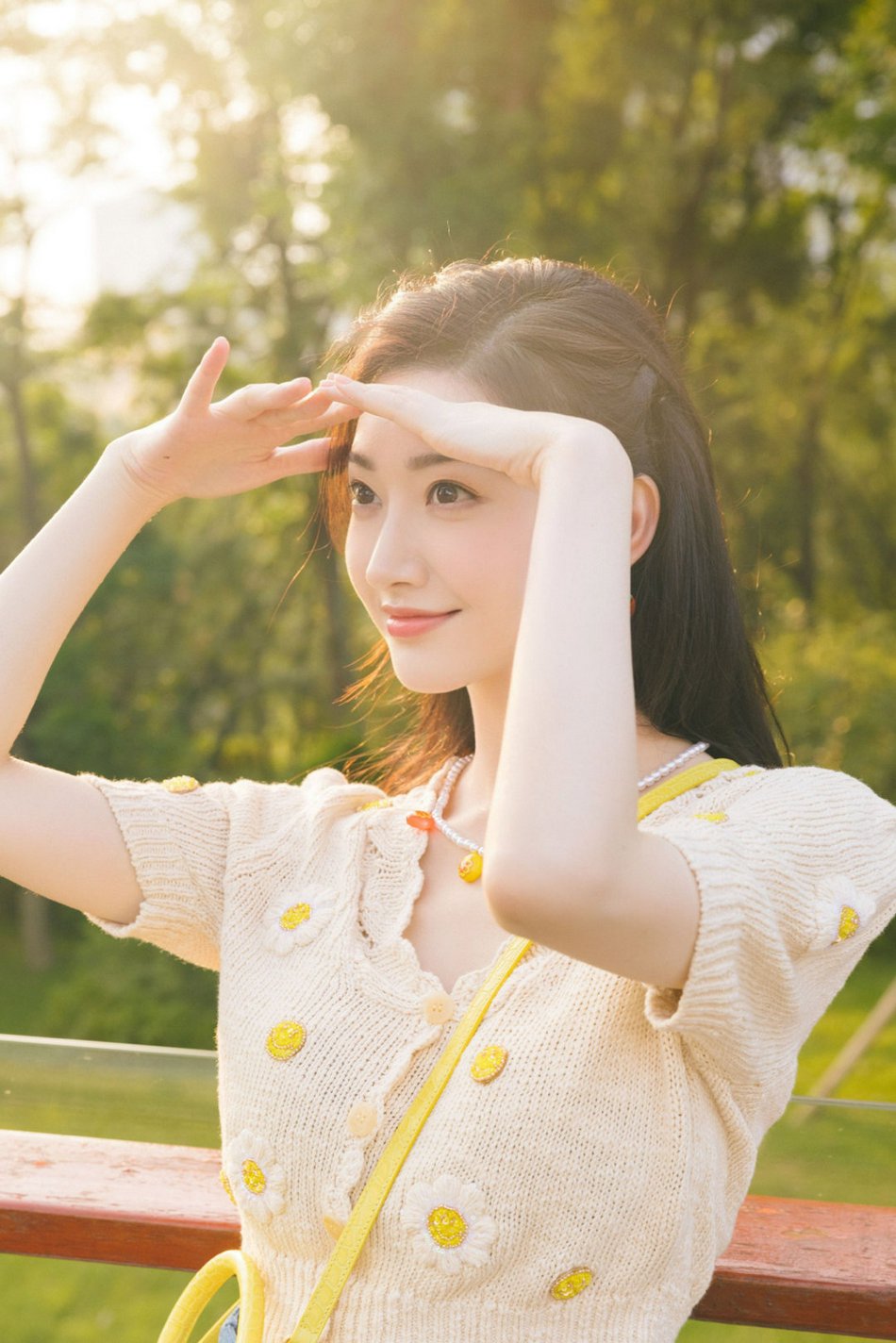 景甜夏日郊游清新甜美写真美照