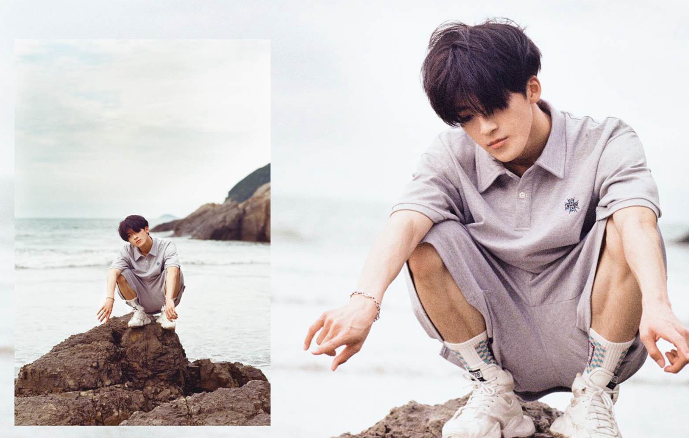 何洛洛蘑菇头造型海边胶片大片