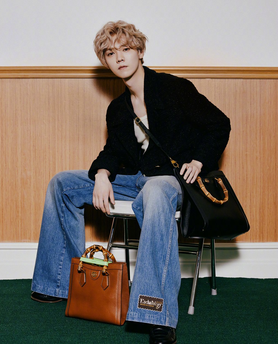 鹿晗金色卷毛造型贵气十足时尚大片