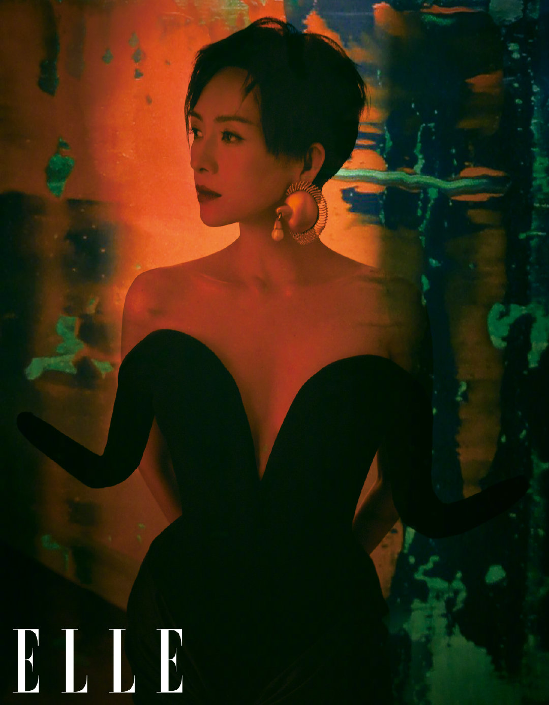 章子怡ELLE周年刊封面短发造型亮相
