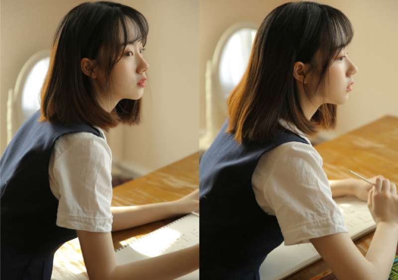 短发美女制服短裙文静乖巧图片