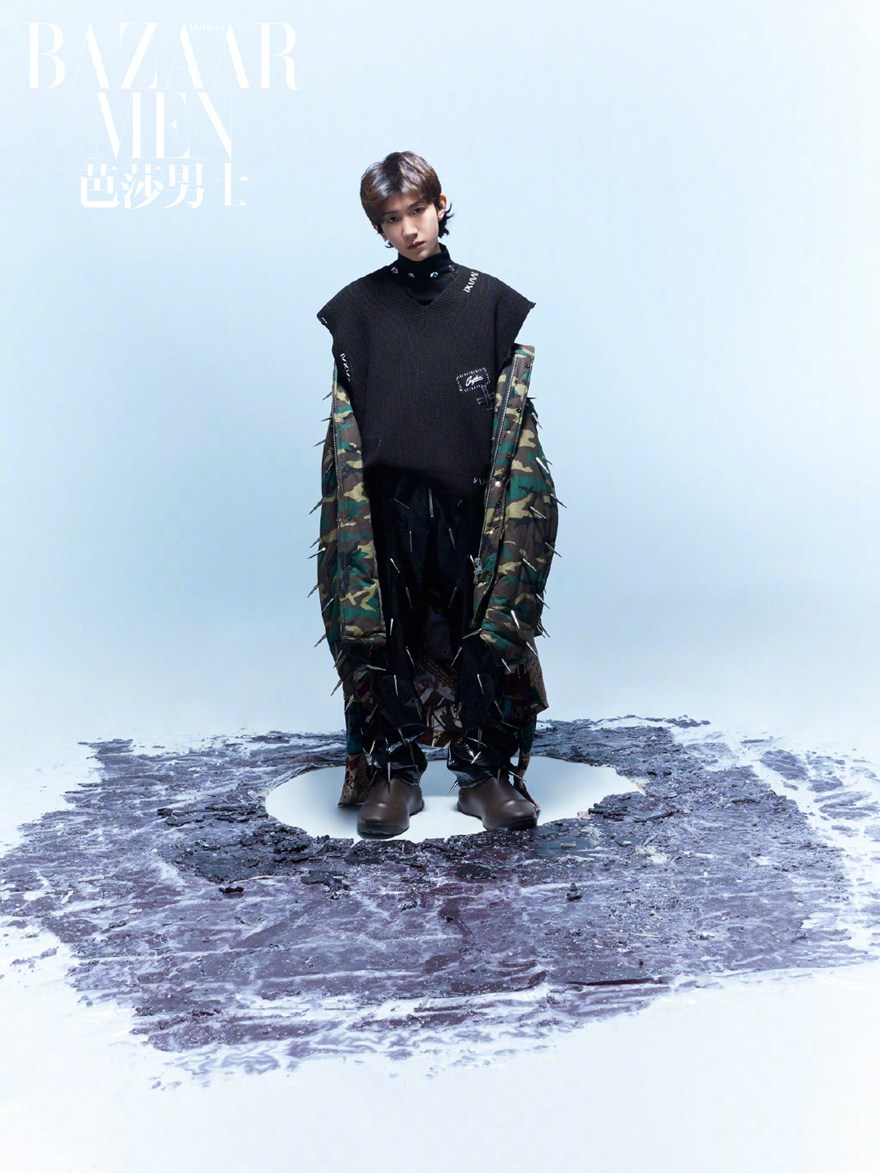 王源芭莎男士暖冬羽毛大片冷峻中带有一丝柔美