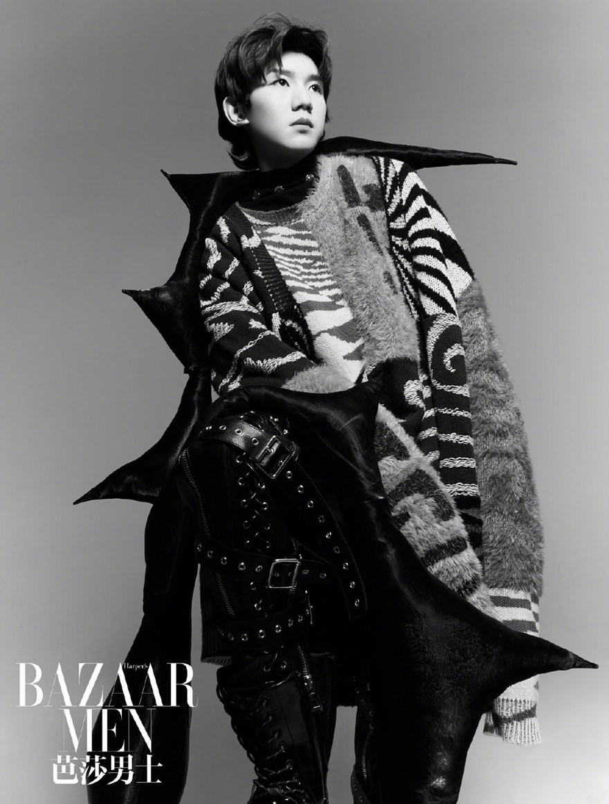 王源芭莎男士暖冬羽毛大片冷峻中带有一丝柔美