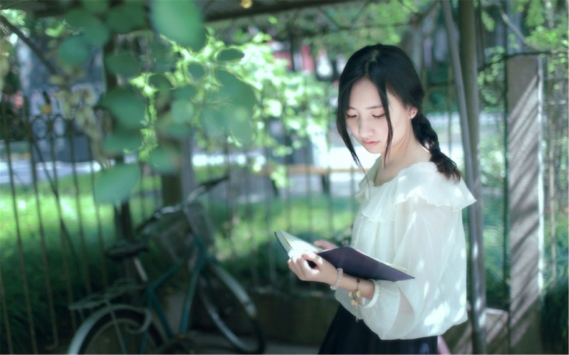 文艺范美女韩式麻花辫街拍写真