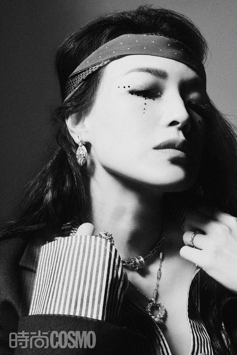 舒淇《时尚cosmo》黑色泪滴酷飒冷艳封面写真