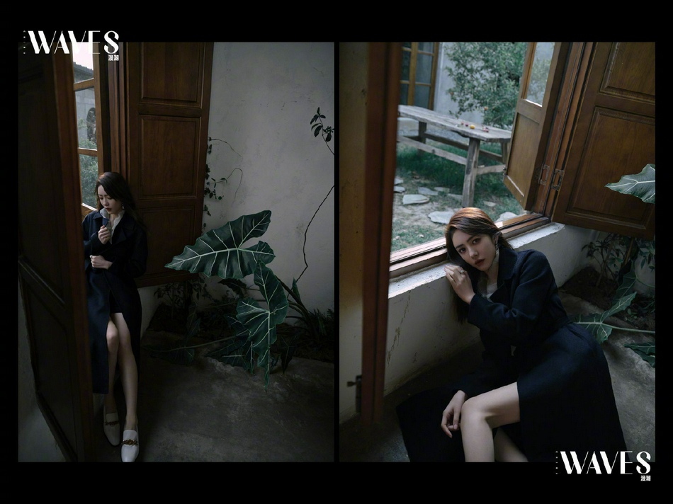 蔡文静在绿叶间流转于色彩间跳跃