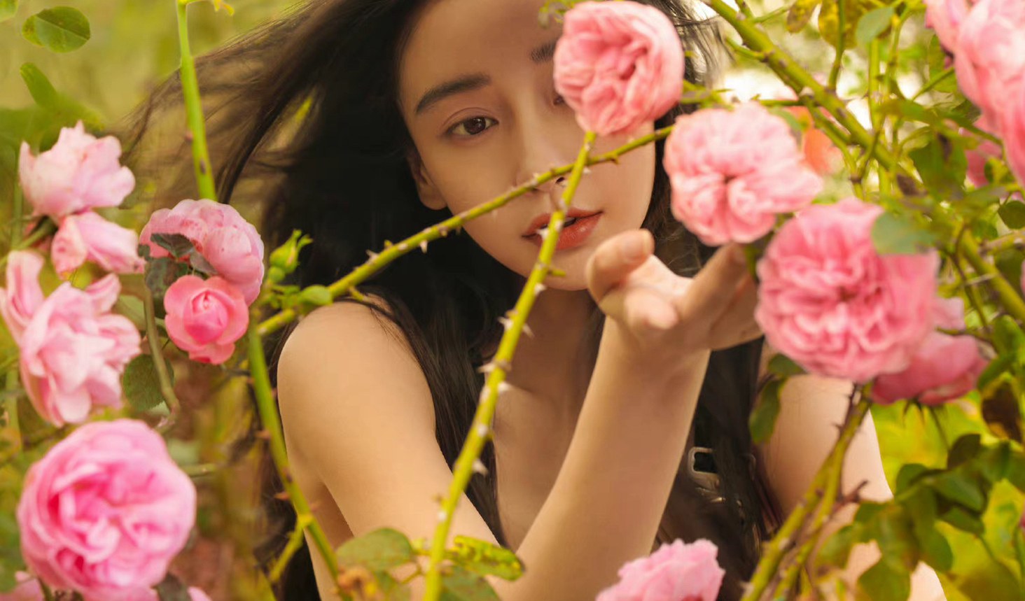 Angelababy返璞归真瑞丽四封面眼神灵动森系感满满