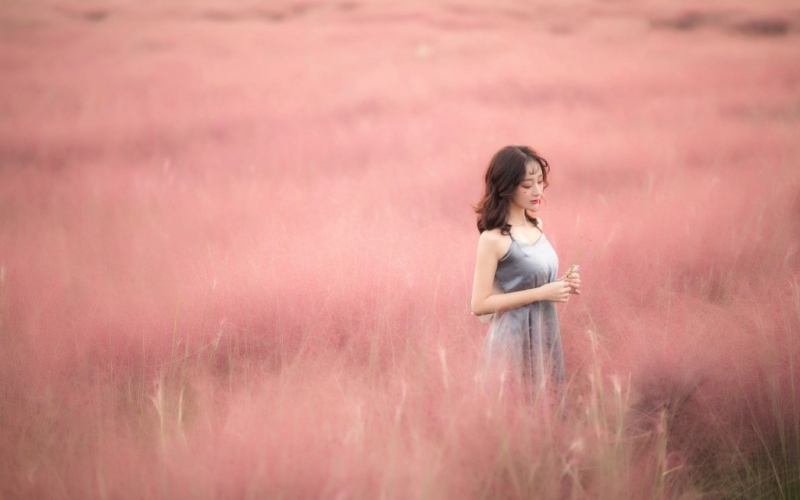 花丛中的性感少女香肩美背套图