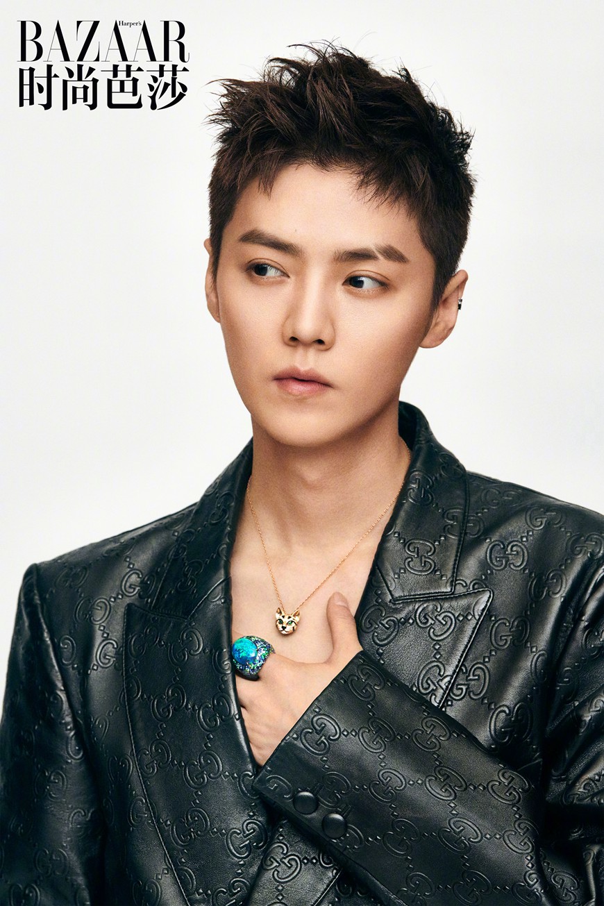 鹿晗银色沙丘芭莎大片利落短发帅气十足