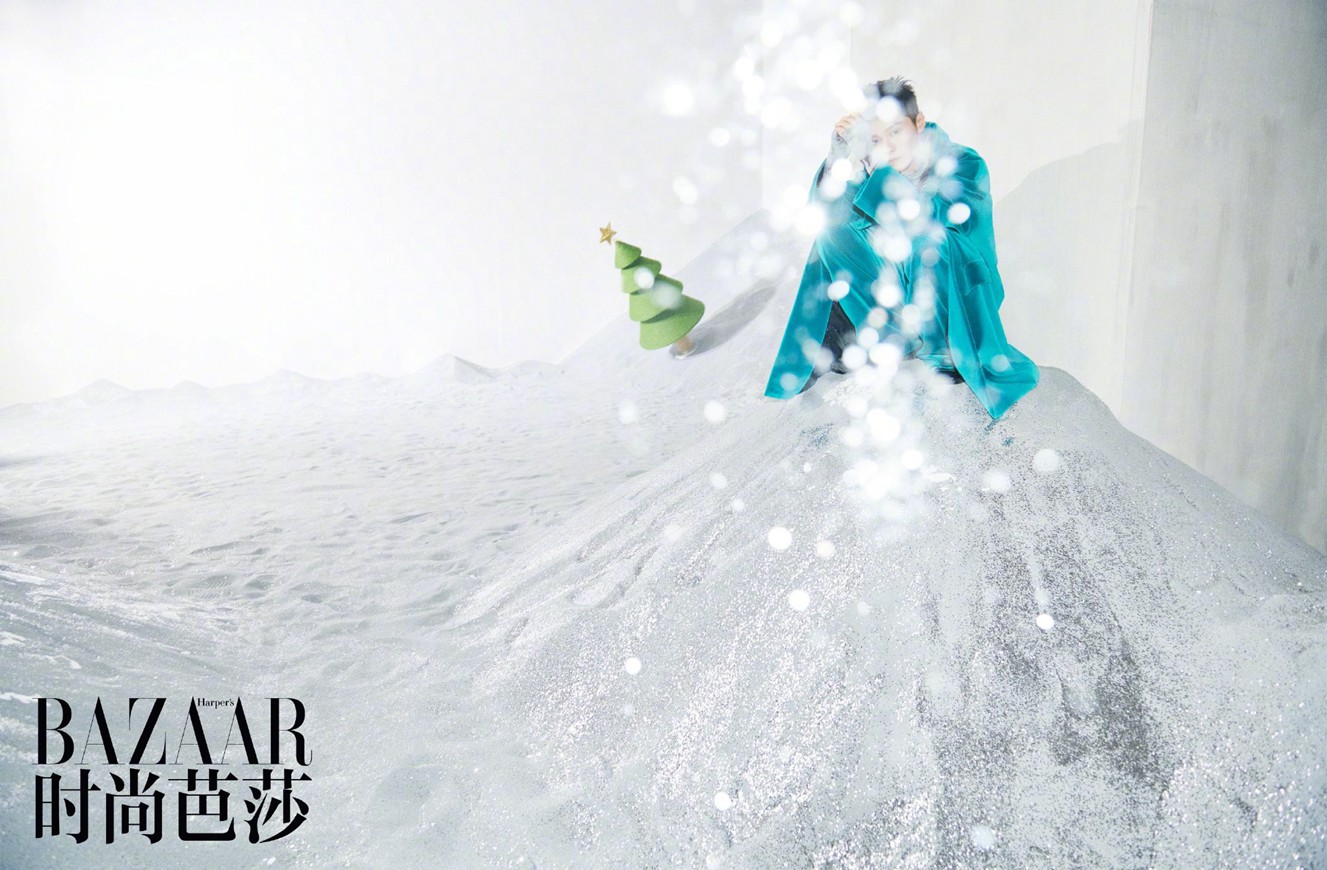 鹿晗银色沙丘芭莎大片利落短发帅气十足