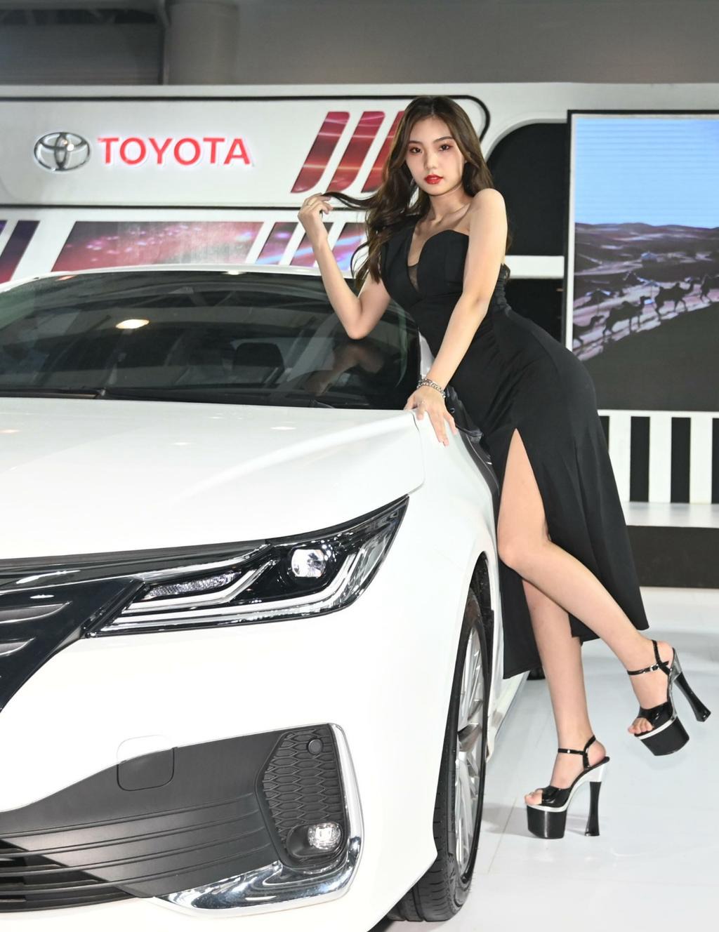 美女车模低胸开叉性感火辣套图