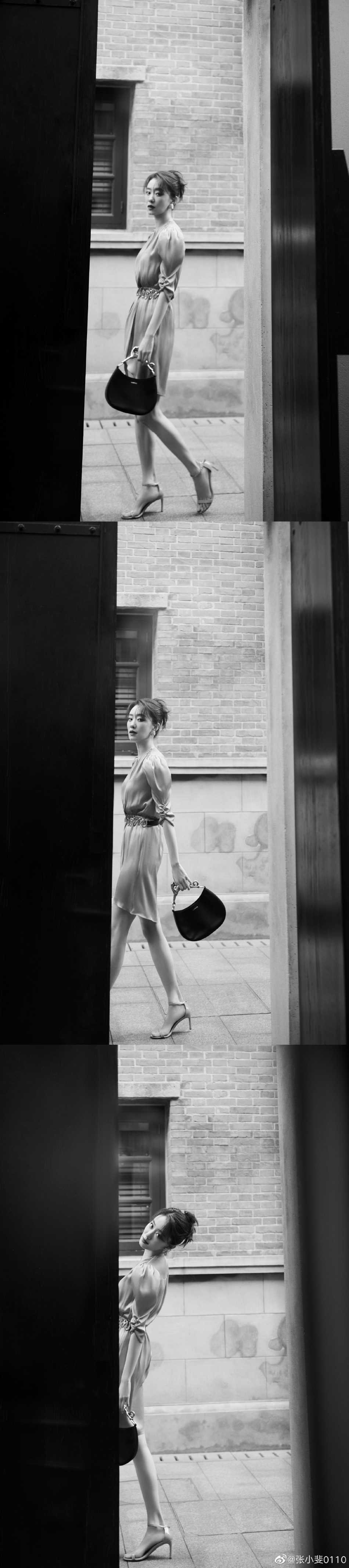 张小斐南瓜色连衣裙优雅迷人写真