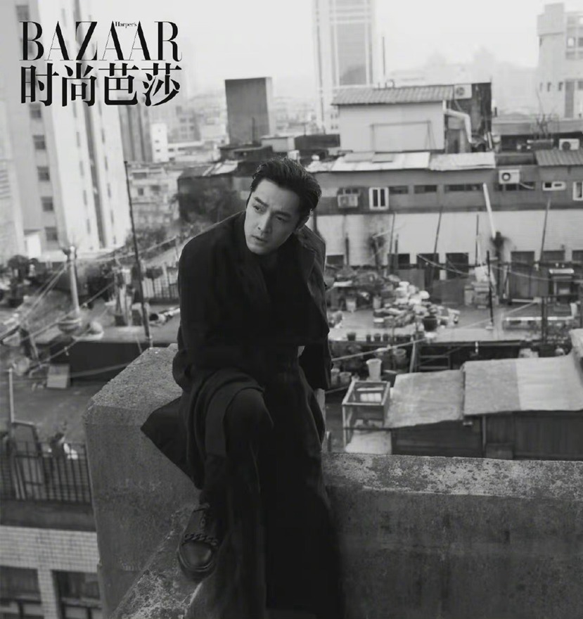 胡歌城市之上芭莎大片黑白电影质感故事感十足