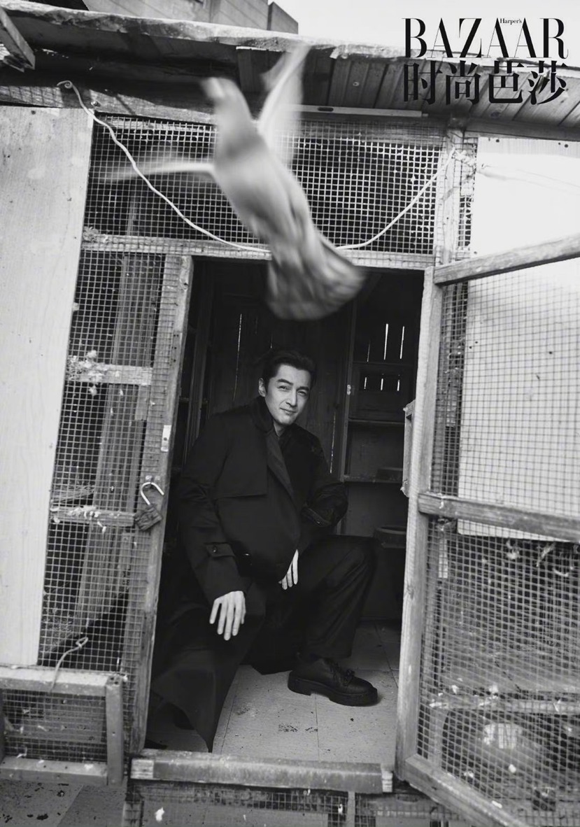 胡歌城市之上芭莎大片黑白电影质感故事感十足