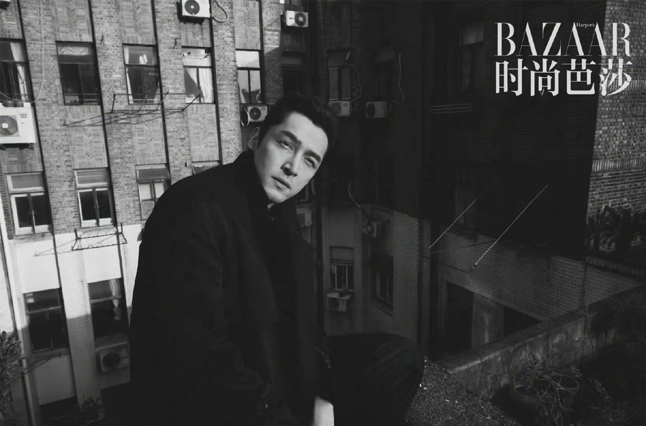 胡歌城市之上芭莎大片黑白电影质感故事感十足