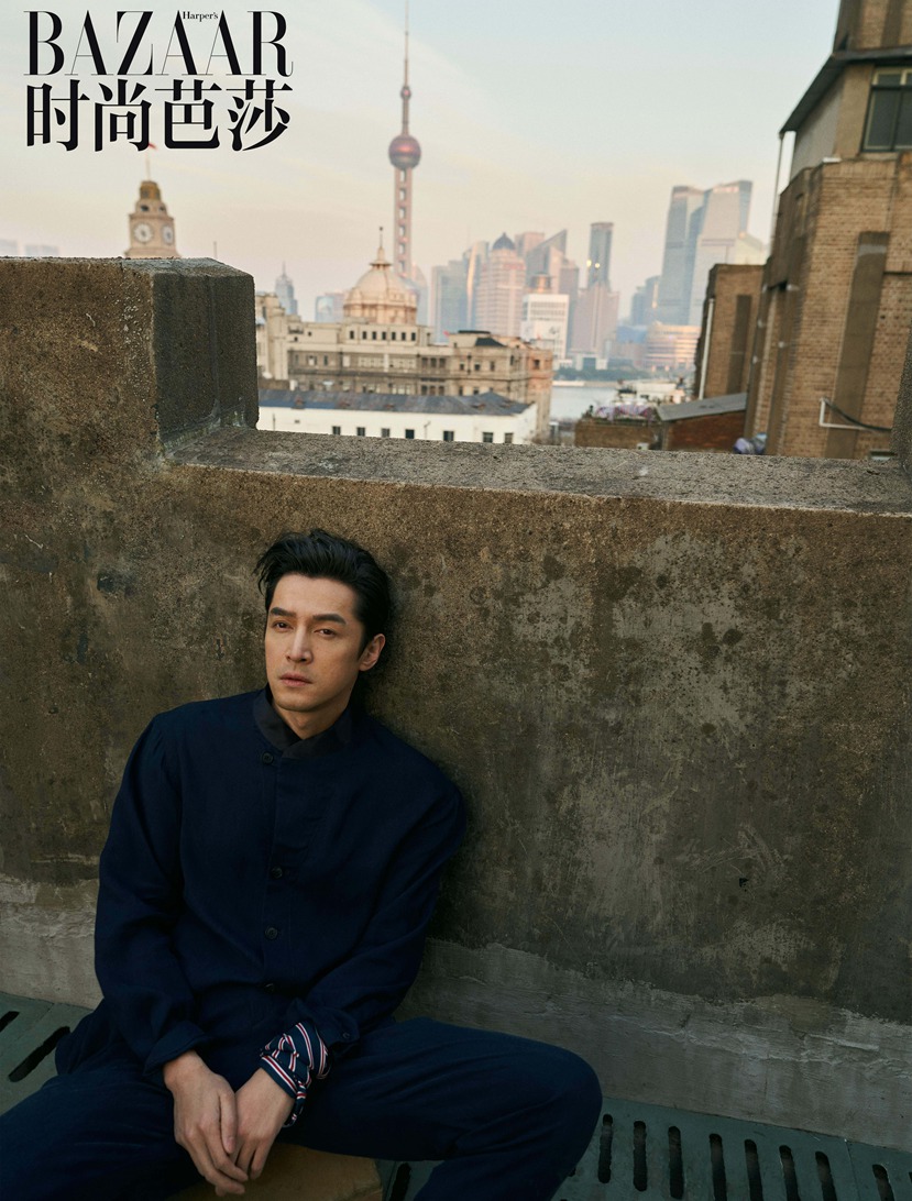 胡歌城市之上芭莎大片黑白电影质感故事感十足