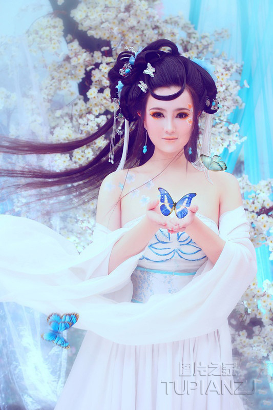 古典蝴蝶少女唯美图片