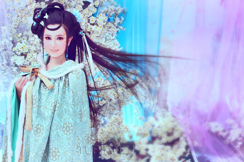 古典蝴蝶少女唯美图片