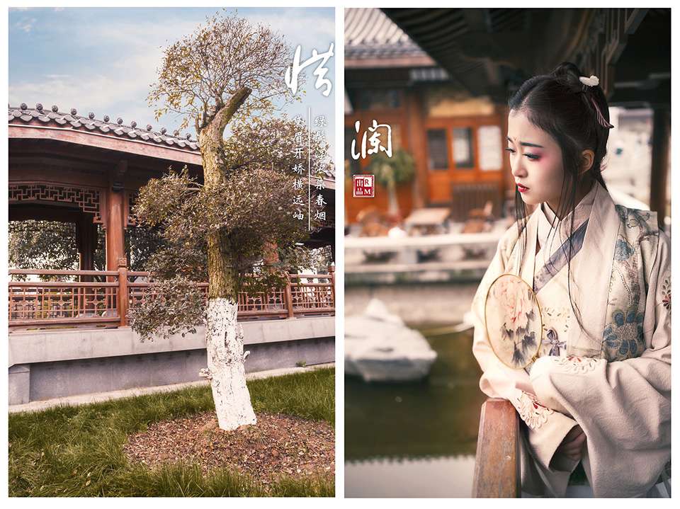 典雅娴静汉服美女步步生莲写真