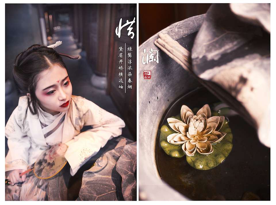 典雅娴静汉服美女步步生莲写真