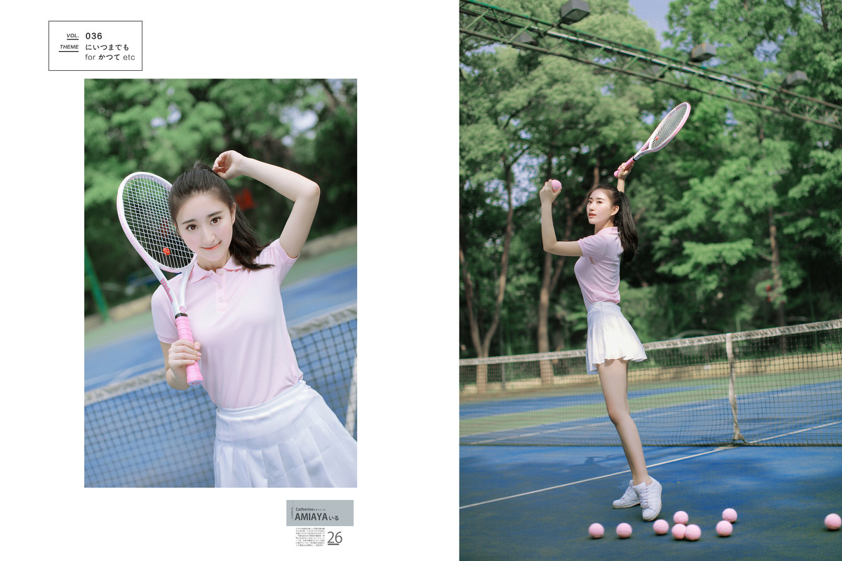 迷你超短裙网球粉红美少女