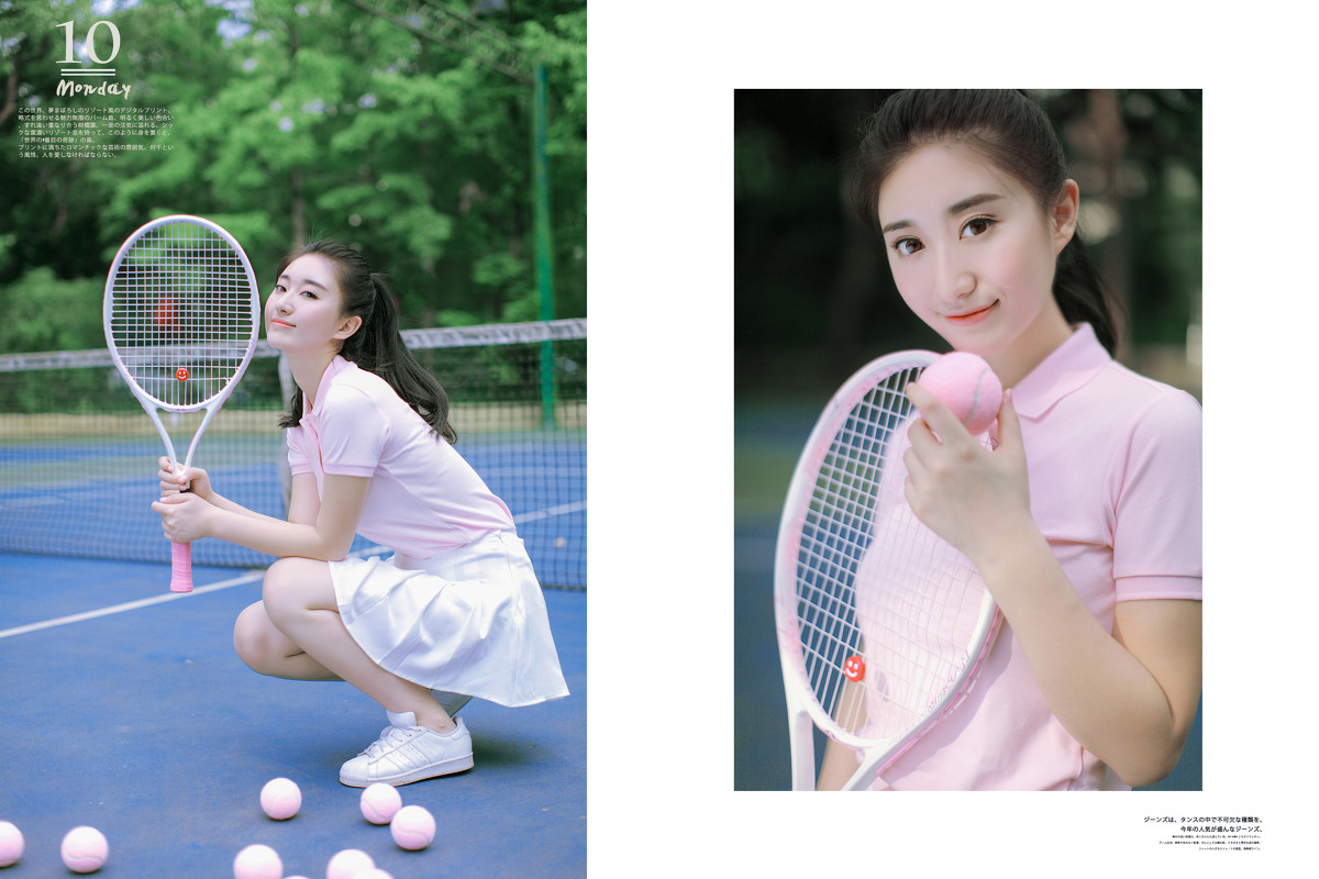 迷你超短裙网球粉红美少女