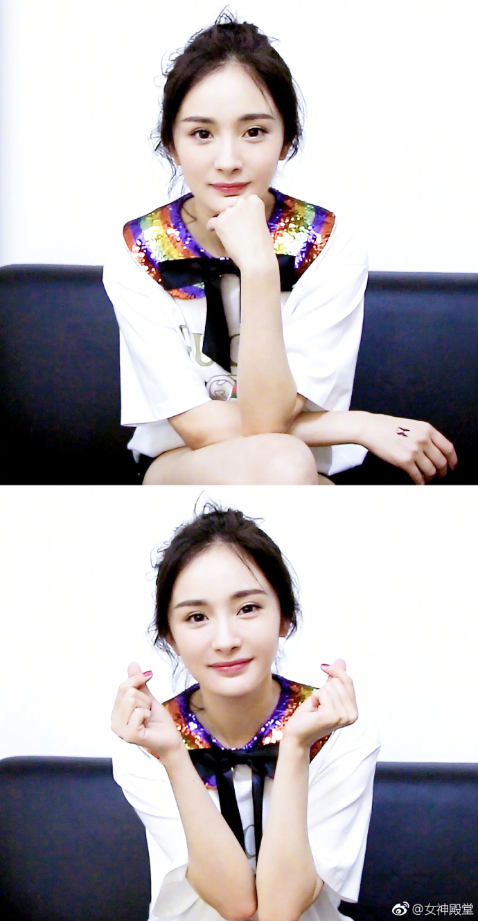 杨幂综艺花絮美图 丸子头少女范儿