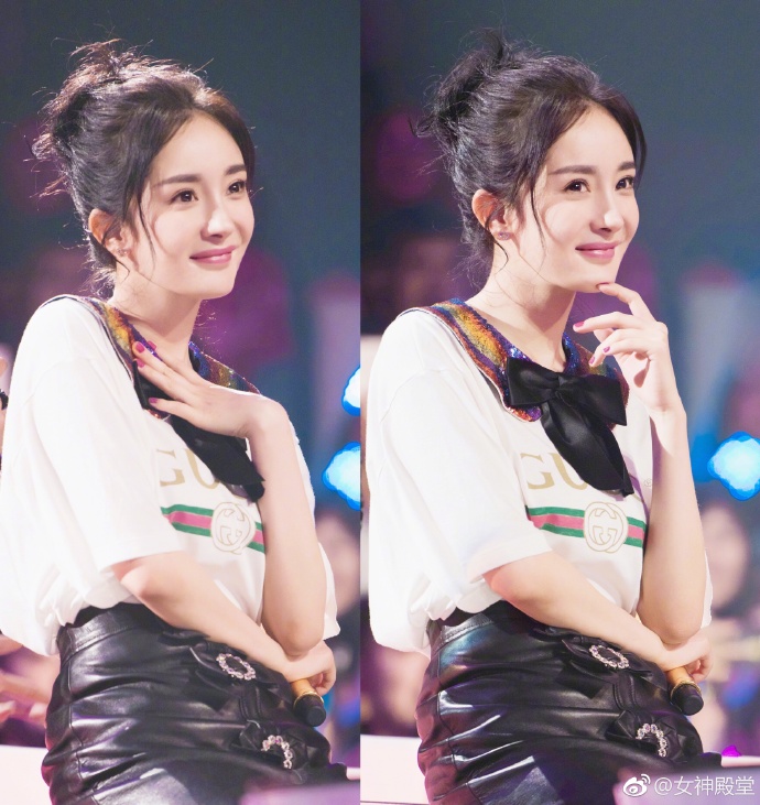 杨幂综艺花絮美图 丸子头少女范儿