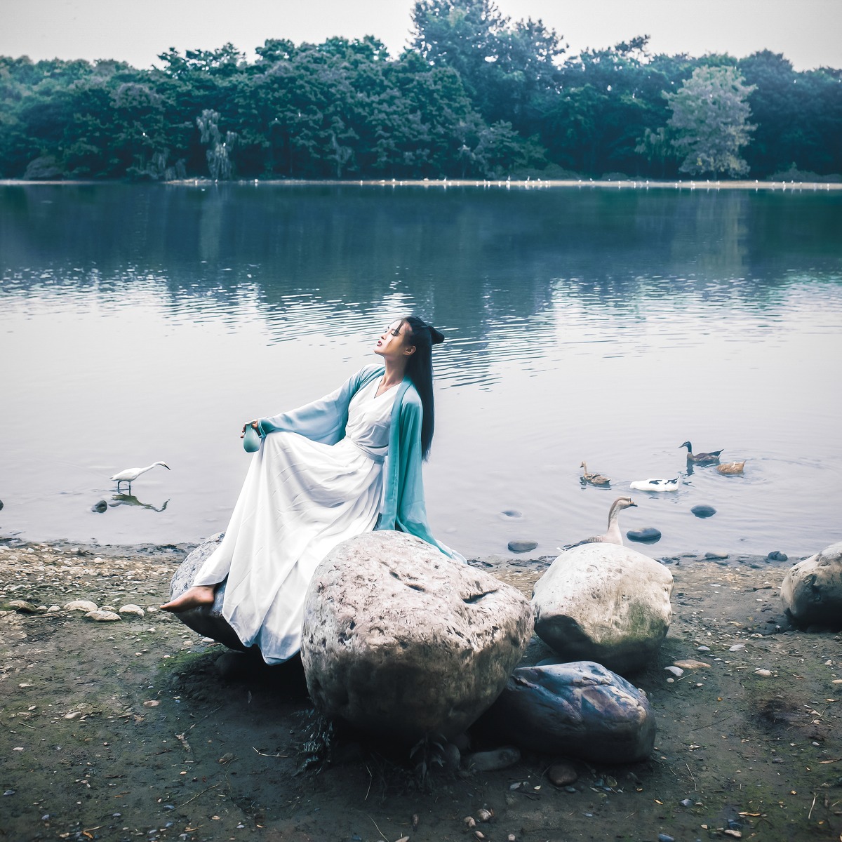 竹林里的古装女侠美女