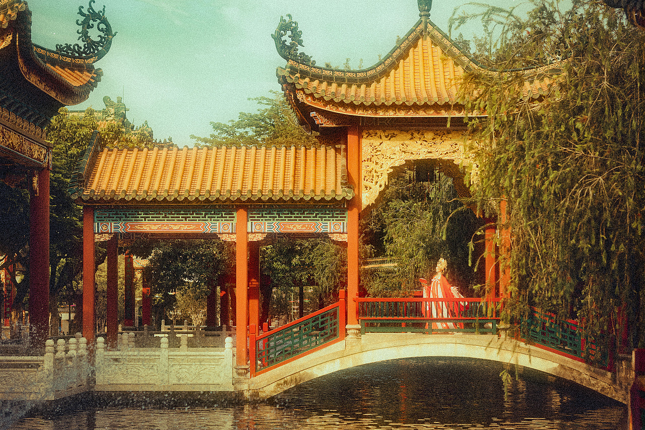 唯美古装夫人户外养眼古风摄影图片