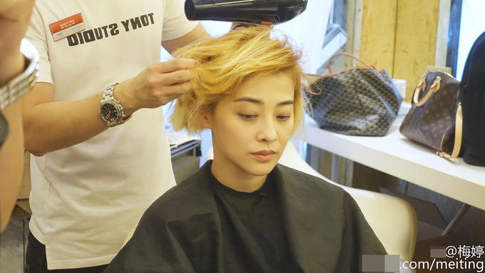 梅婷全新造型惊艳亮相 酷短金发颇具冷艳朋克范儿