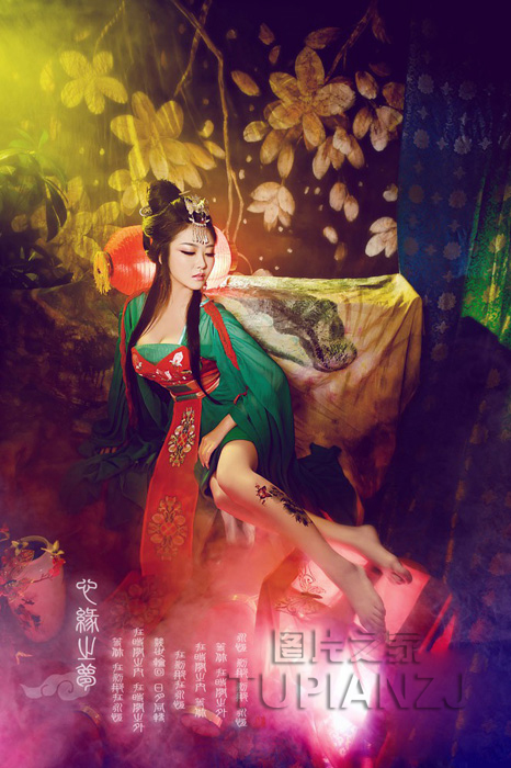 绿色妖姬古装写真图片 上演古典诱惑
