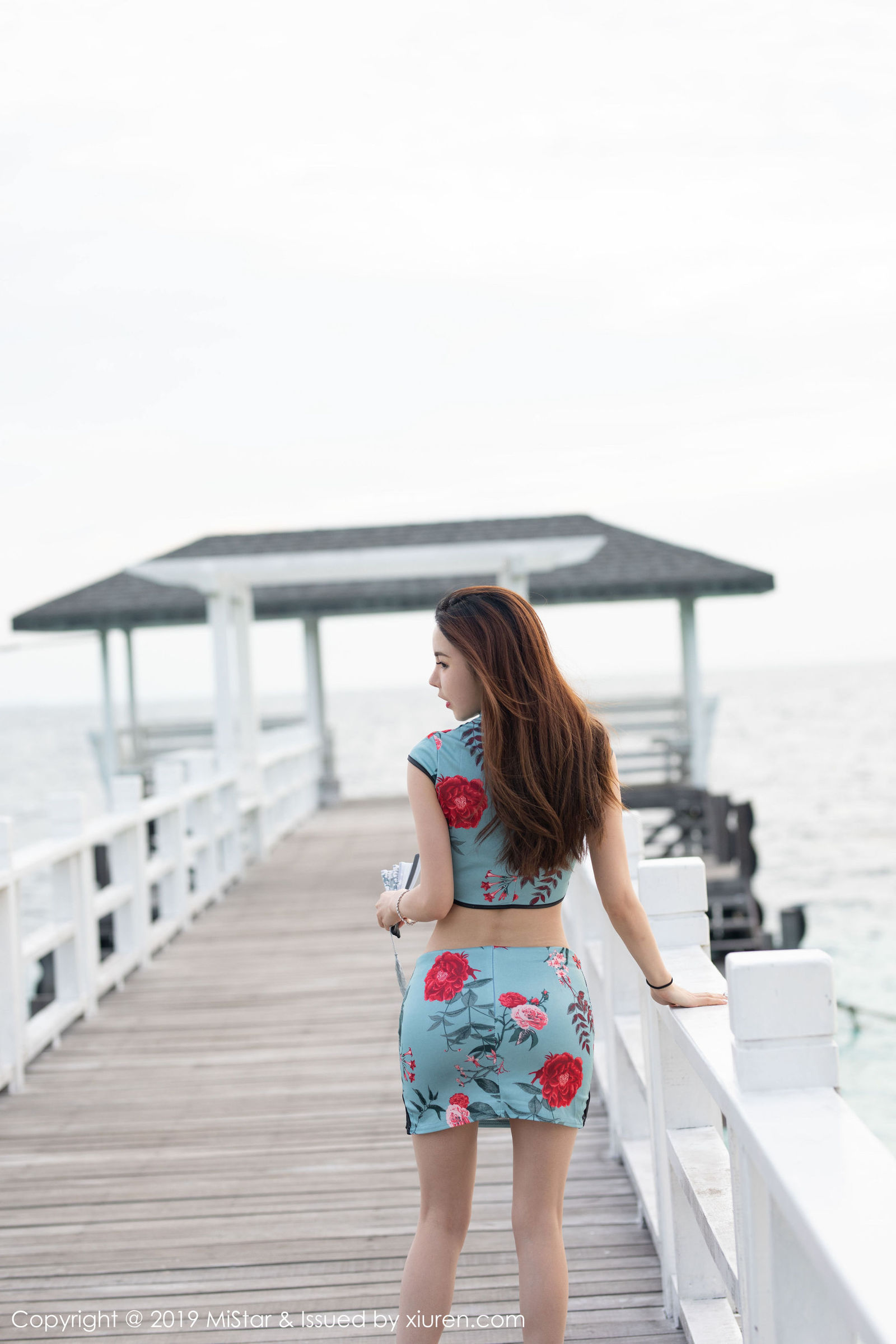 绝代佳人沈佳熹性感旗袍前凸后翘丰满身材仙本那旅拍图片