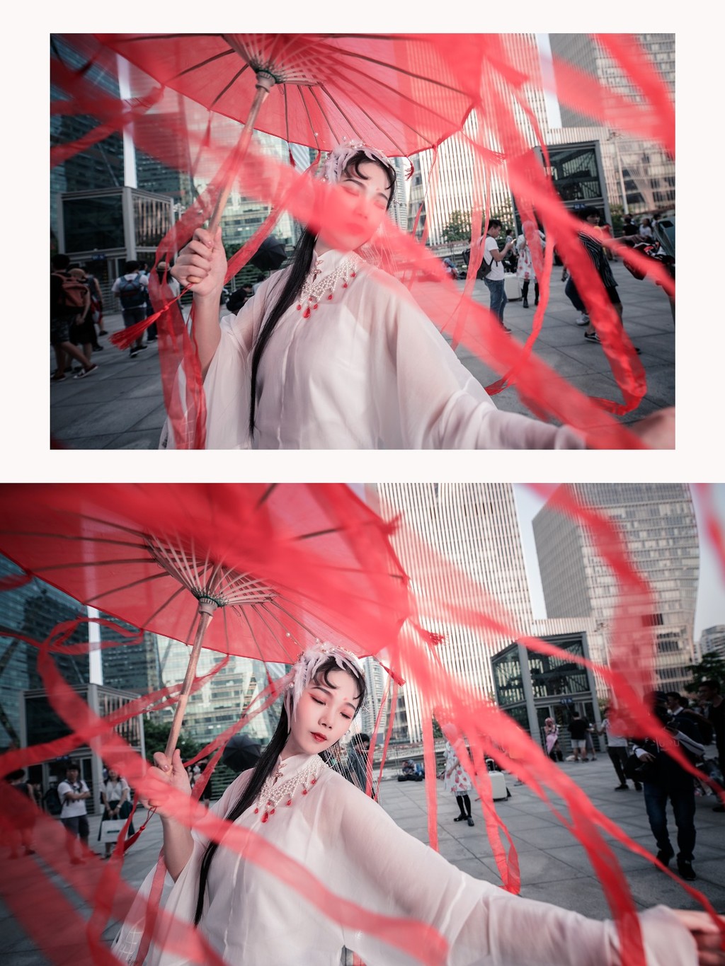 气质美人仙气飘飘红绸缎带唯美好看的古装摄影