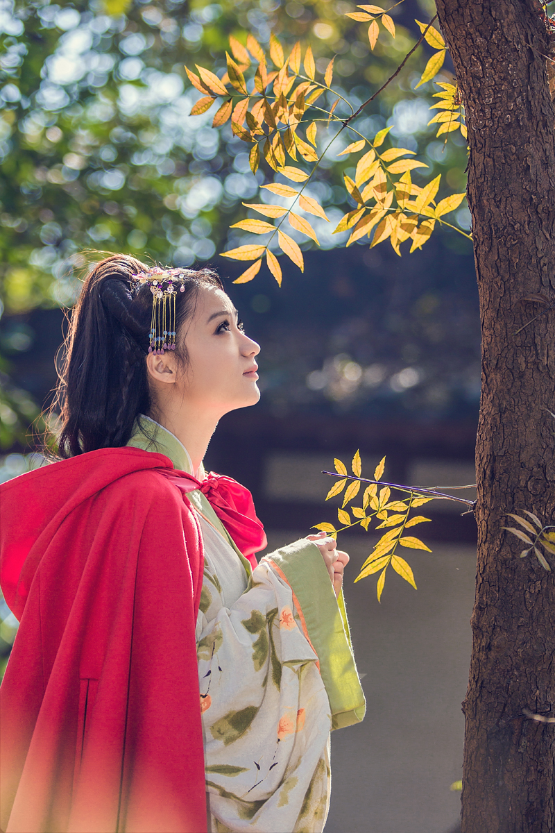 清秀古装美女宫廷抚琴写真  眼神忧郁