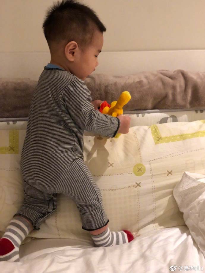 ella陈嘉桦晒儿子劲宝萌照